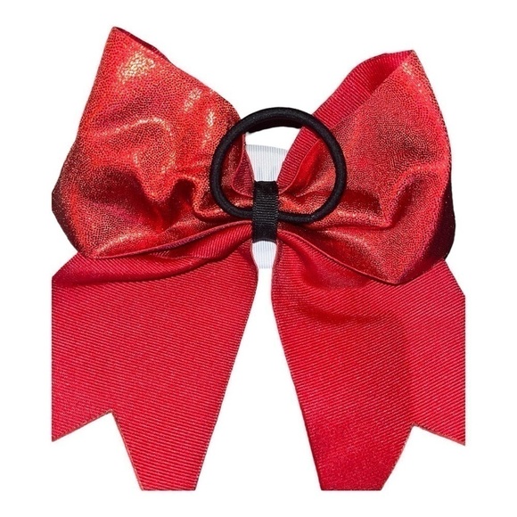 THING 1 DR SEUSS CHEER BOW Red Glitter Hair Tie Rubber Band Metallic Girl Women - Picture 2 of 6